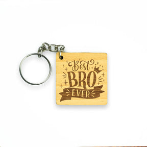 Engraved Wooden Best Bro Ever Keychain Gift