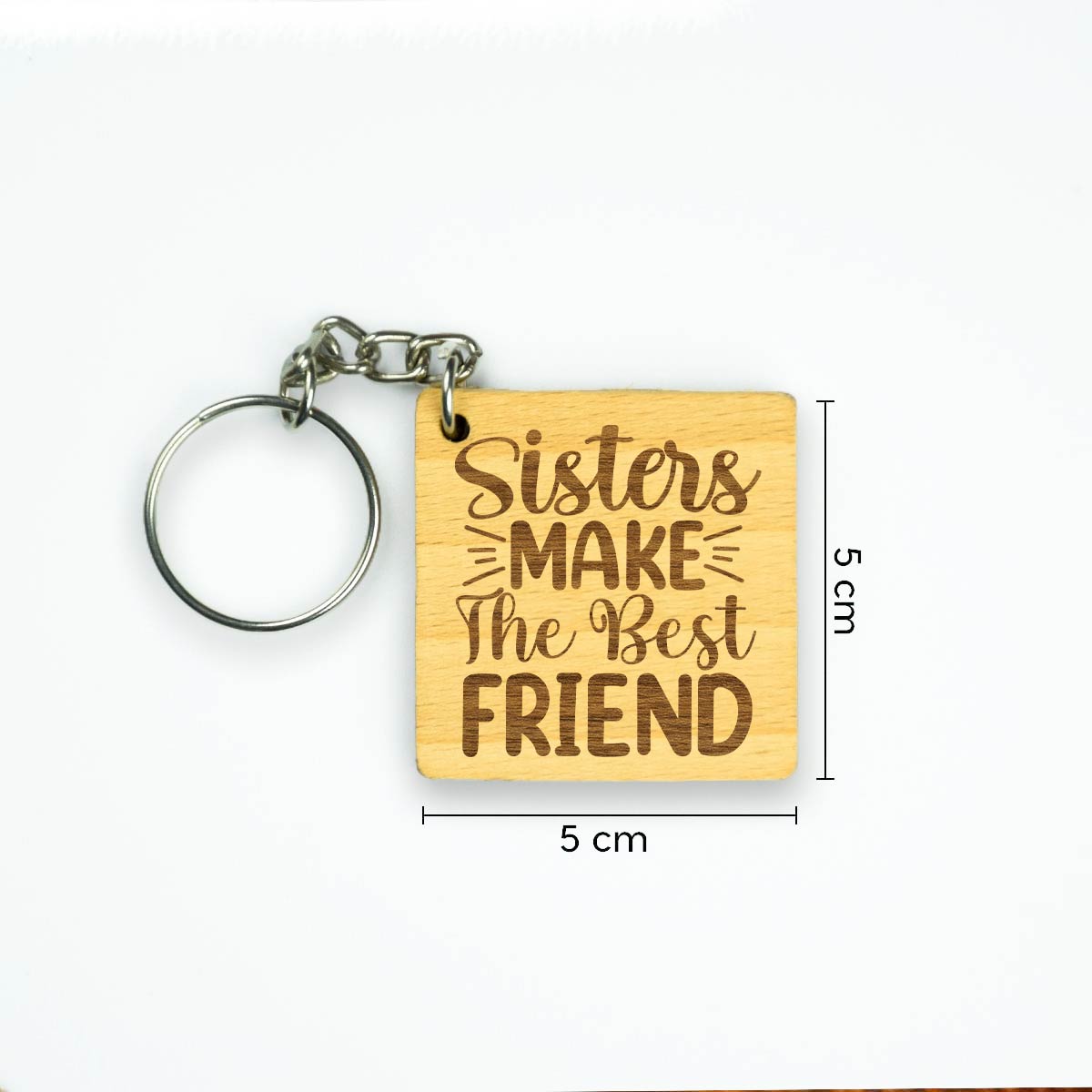 Engraved Wooden Friendship Keychain Gift for Sister