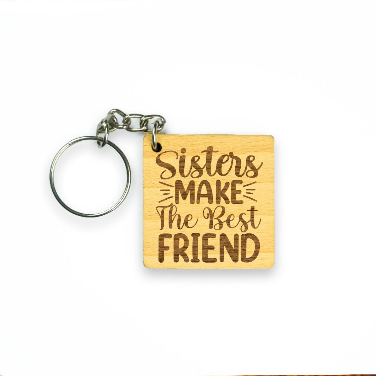 Engraved Wooden Friendship Keychain Gift for Sister