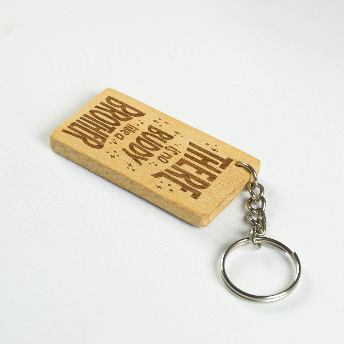 Engraved Wooden Buddy Keychain Gift for Brother