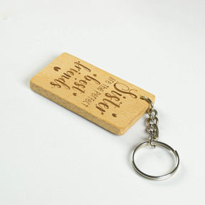 Rectangular Engraved Wooden Best Friend Keychain Gift for Sister