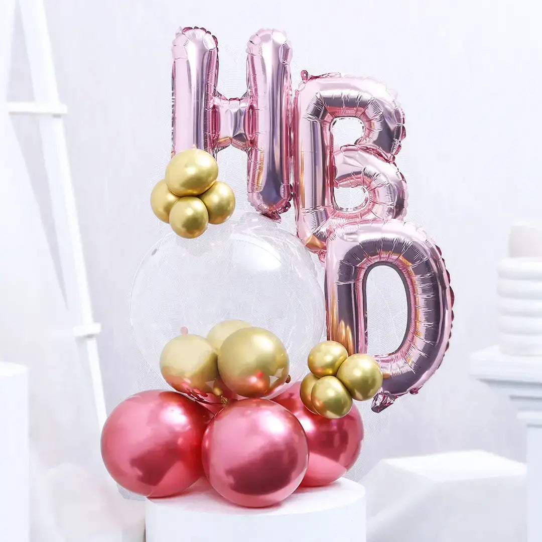 Chic Birthday Balloon Bouquet- Rose Gold