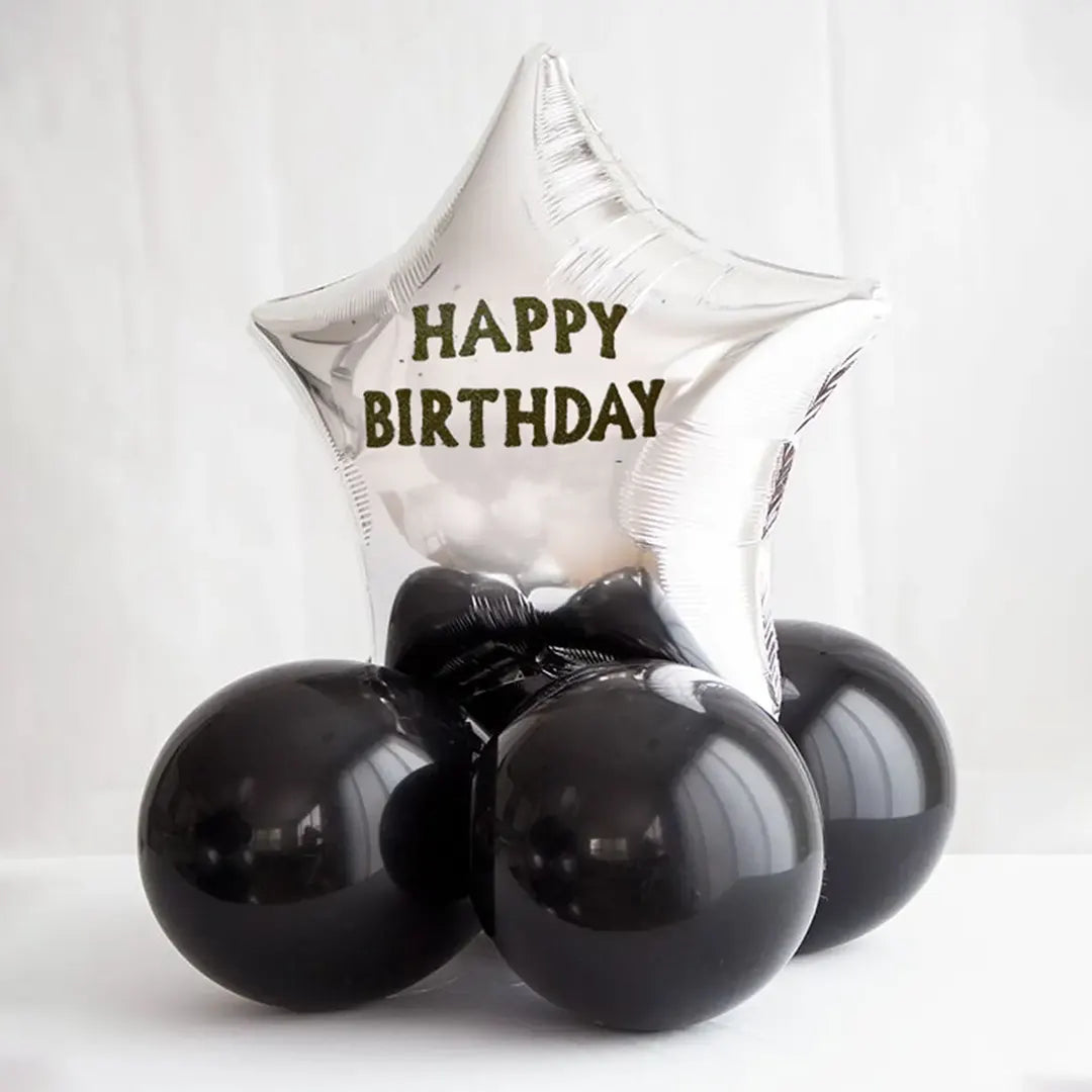 Happy Birthday Chrome Balloon Set-Black