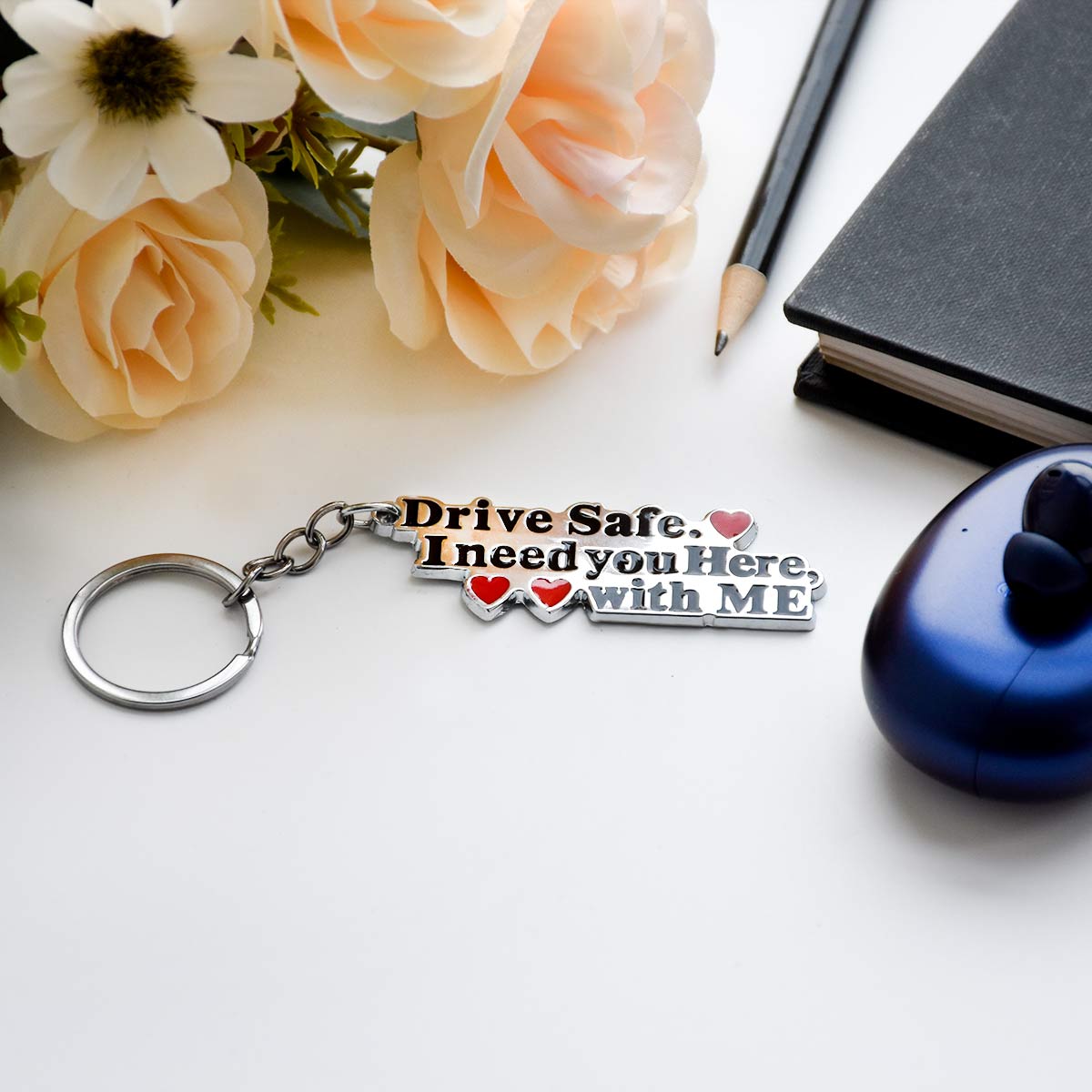 Drive Safe Metal Keychain