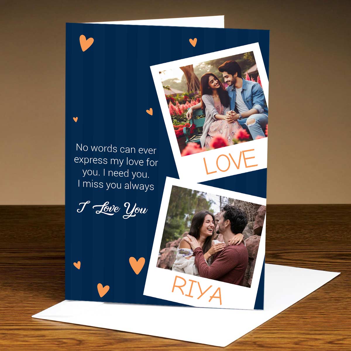 Personalized I Love You Name Printed Greeting Card for Valentine's Day