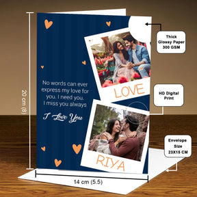 Personalized I Love You Name Printed Greeting Card for Valentine's Day