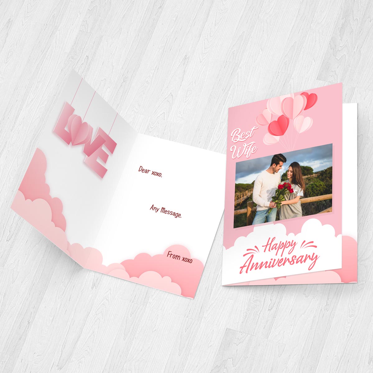 Personalized Best Wife - Happy Anniversary Greeting Card for Couple