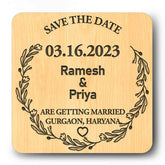 Personalized Save the Date With Name Engraved Wooden Magnet For Couple
