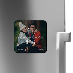Customized Our Adventure With Date & Photo Magnet For Couple