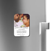 Customized Save The Date With Photo, Name Rectangular Fridge Magnet Gift For Pre Wedding