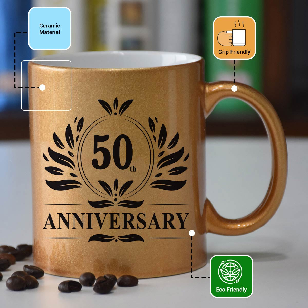 50th Wedding Anniversary Ceramic Coffee Mug Gift