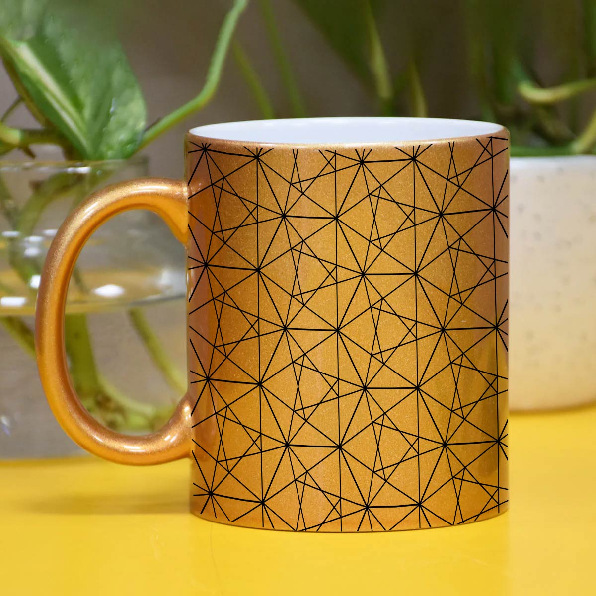 Geometric Matrix Printed Ceramic Coffee Mug