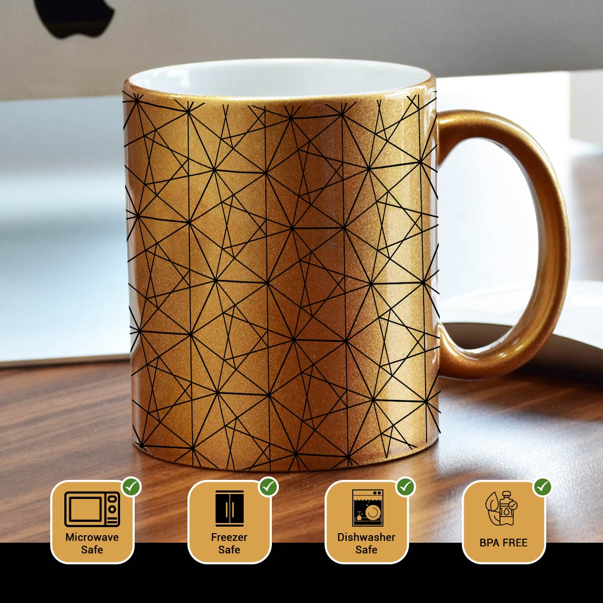 Geometric Matrix Printed Ceramic Coffee Mug