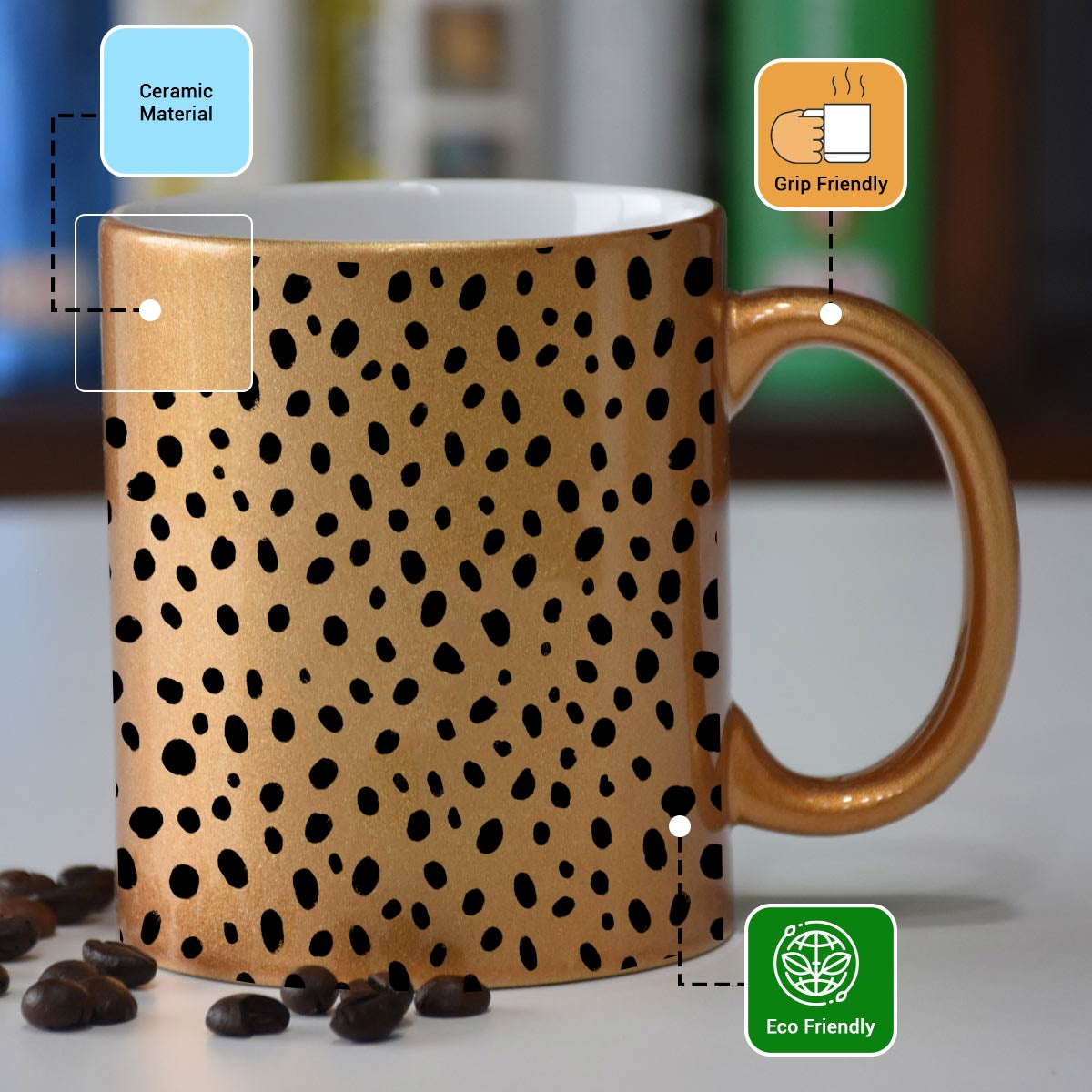 Dots Printed Ceramic Coffee Mug