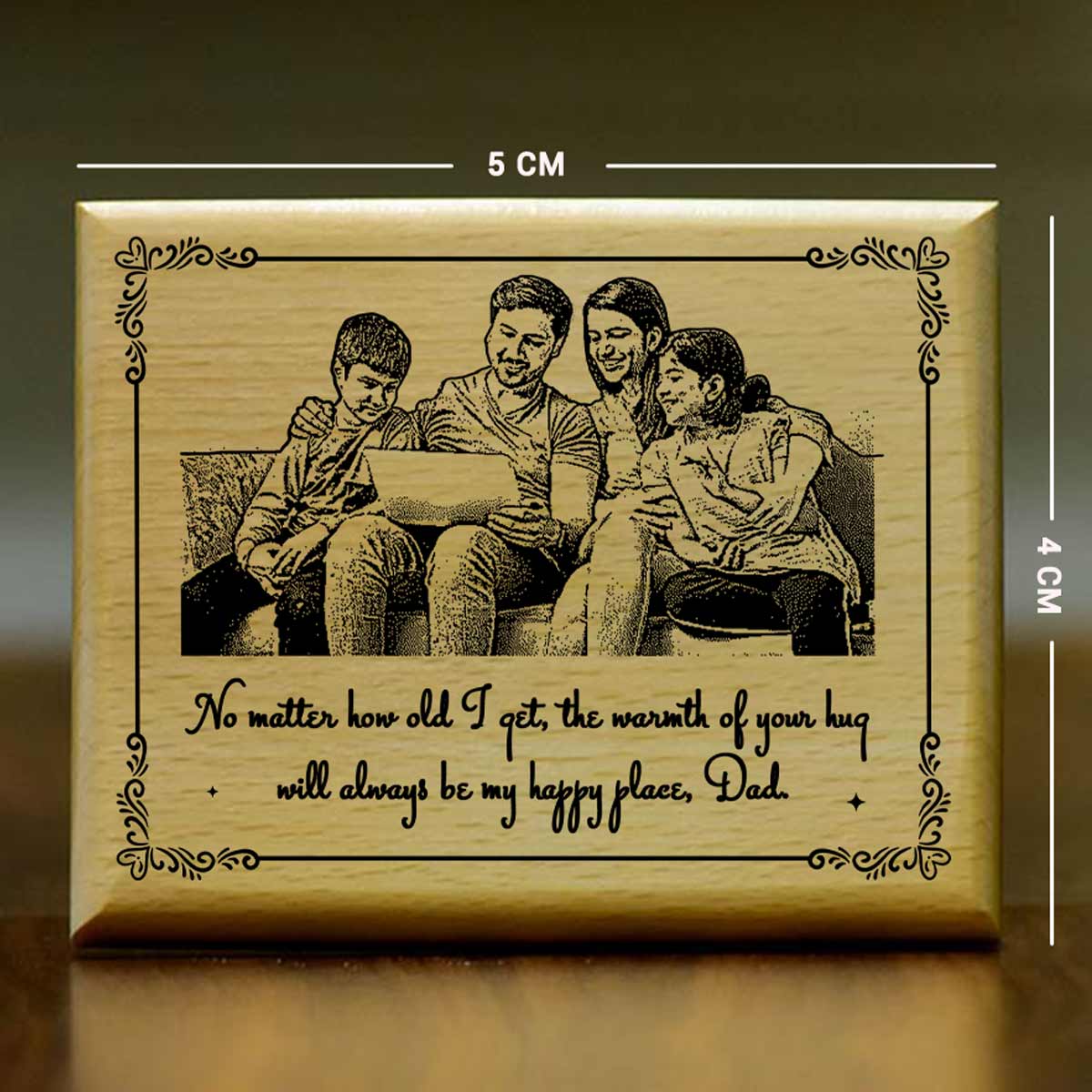 Personalized Quoted Engraved Wooden Photo Frame for Dad