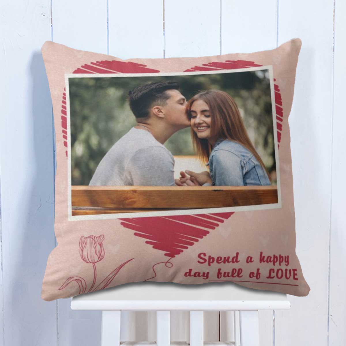 Personalized Valentine Love Photo Cushion for Couple