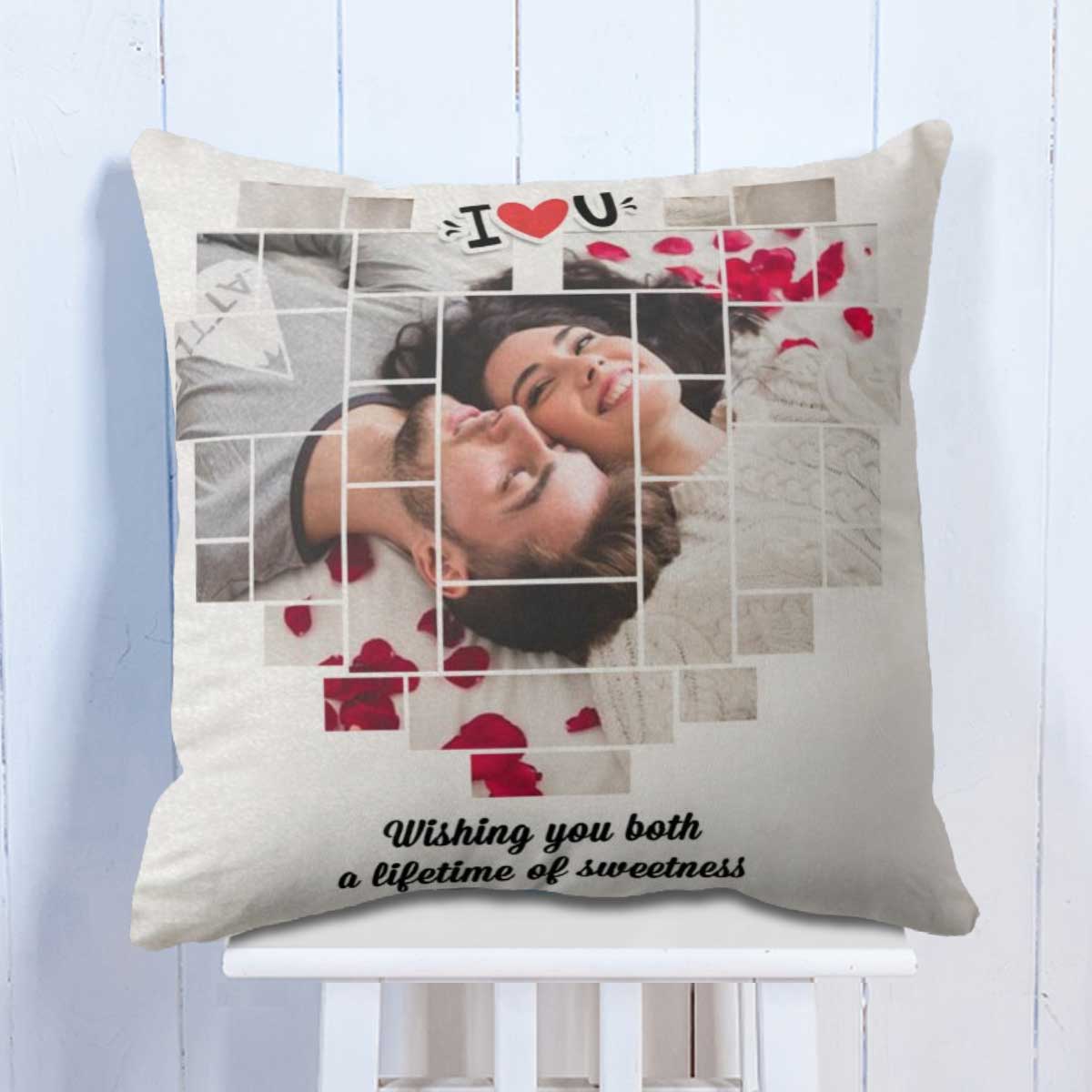 Customized Life Full of Sweetness Photo Cushion for Couple