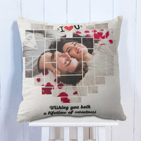 Customized Life Full of Sweetness Photo Cushion for Couple