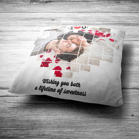 Customized Life Full of Sweetness Photo Cushion for Couple