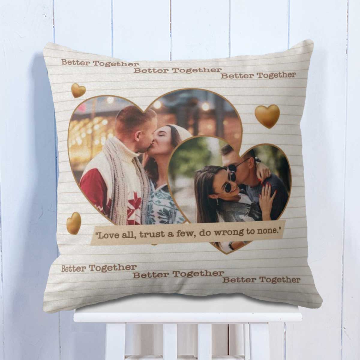 Personalised Better Together Photo Cushion for Couple