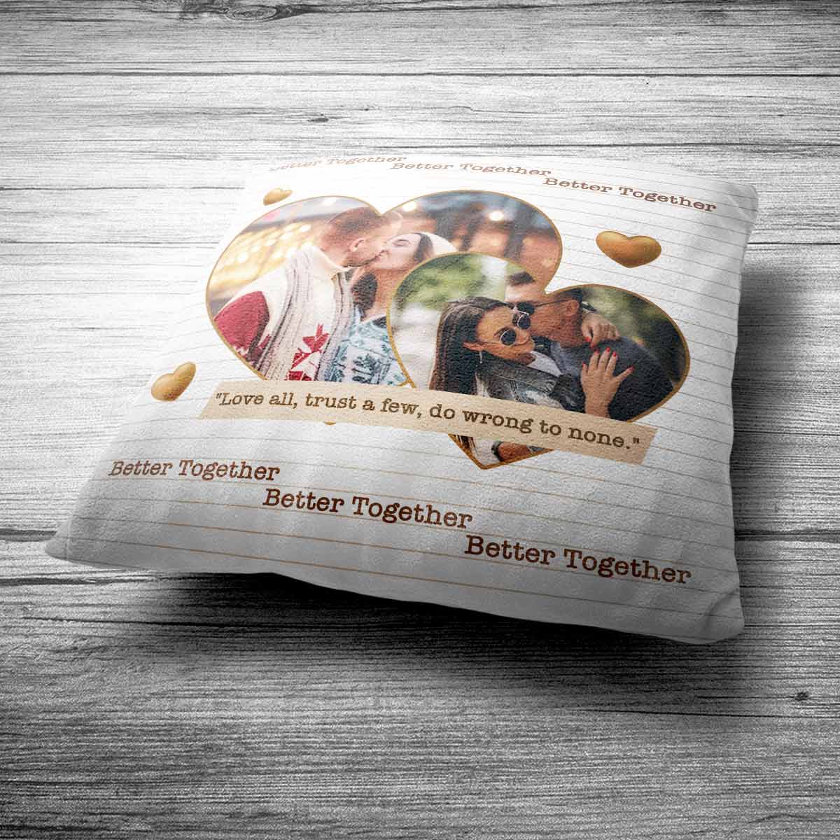 Personalised Better Together Photo Cushion for Couple