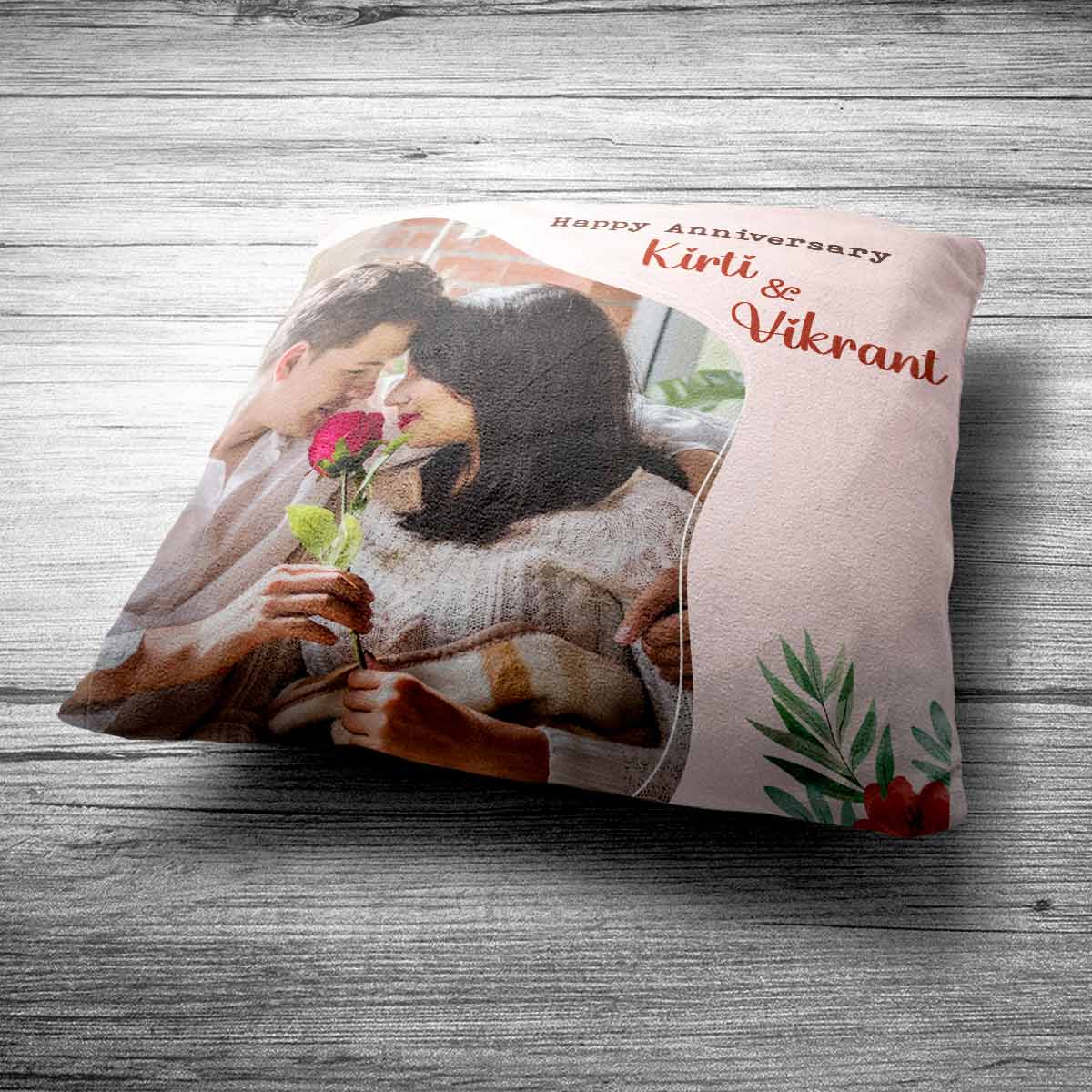 Personalised Happy Anniversary Photo Cushion for Wedding Couple