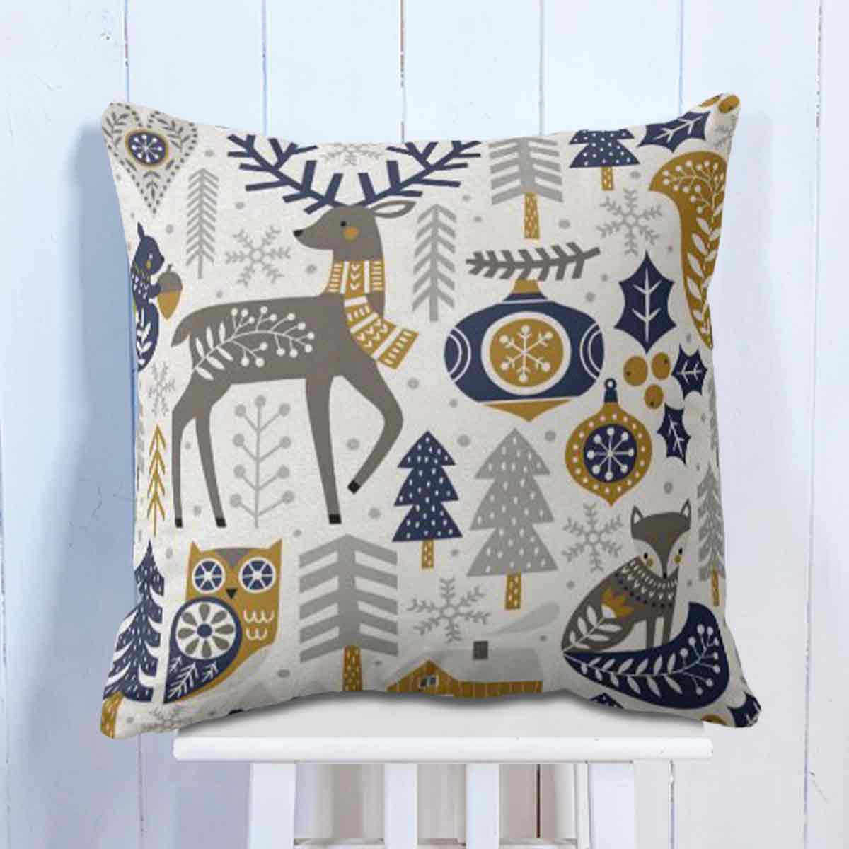 Cartoon Deer Cushion Set of 3 for Christmas