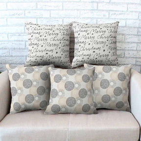 Merry Christmas & Geometric Patterns Set Of Five Cushion