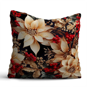 Set of 3 Floral Printed Cushion for Christmas