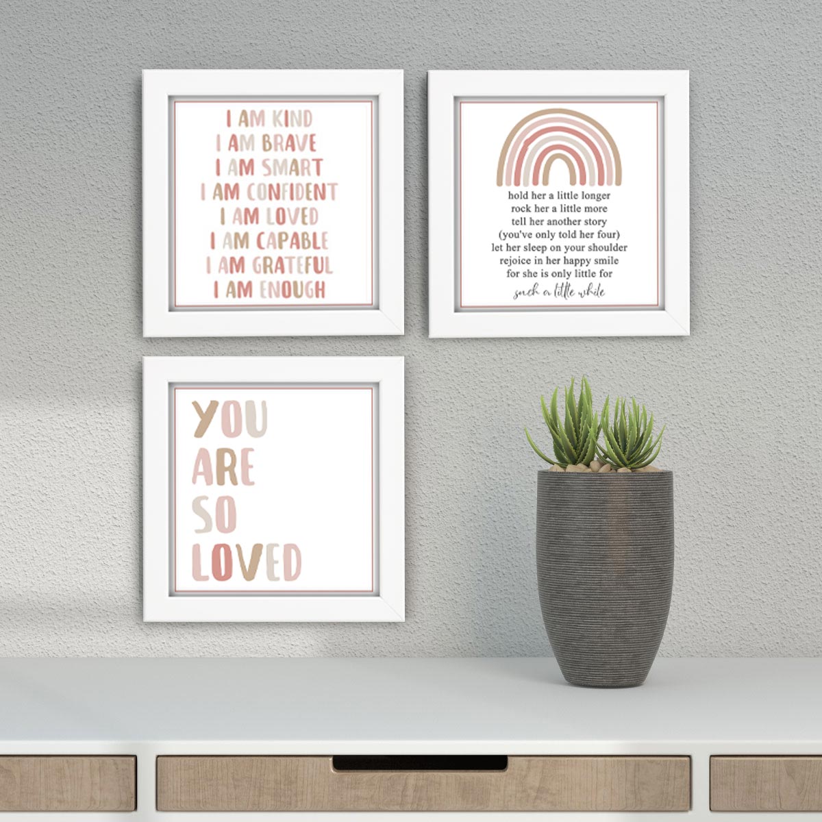 Motivational Wall Decor for Kids Frame Set of 3