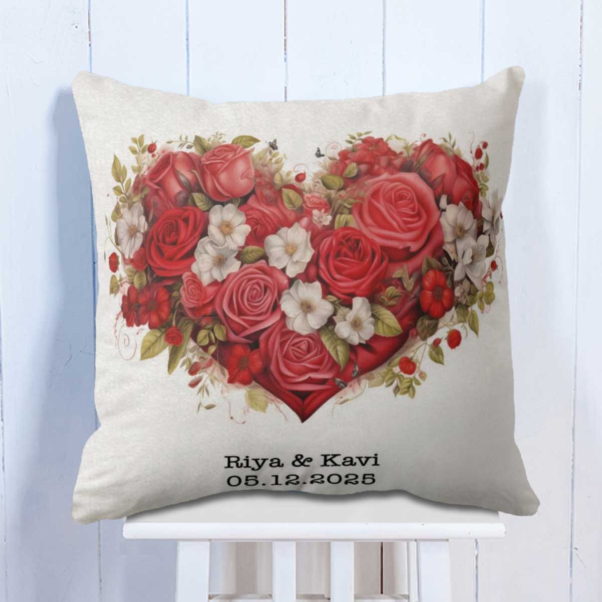 Personalized Romantic Heart Cushion for Couple