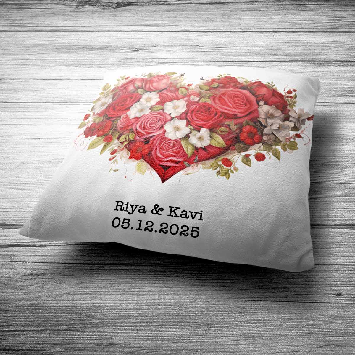 Personalized Romantic Heart Cushion for Couple