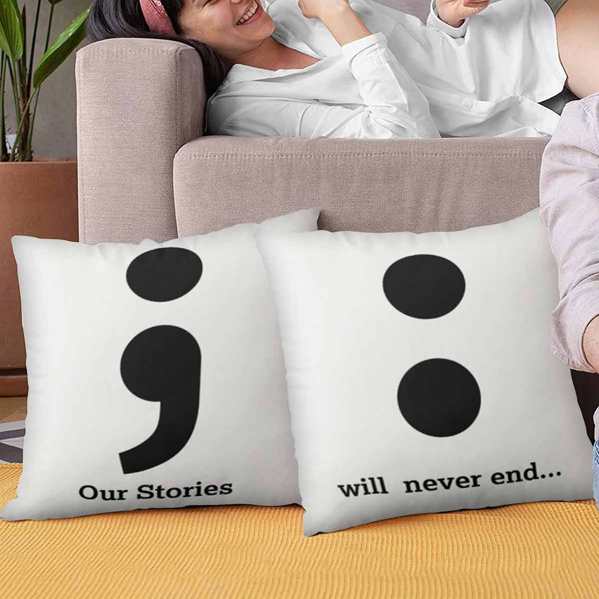 Our Stories Will Never End Set of 2 Love Cushion for Valentine's Day