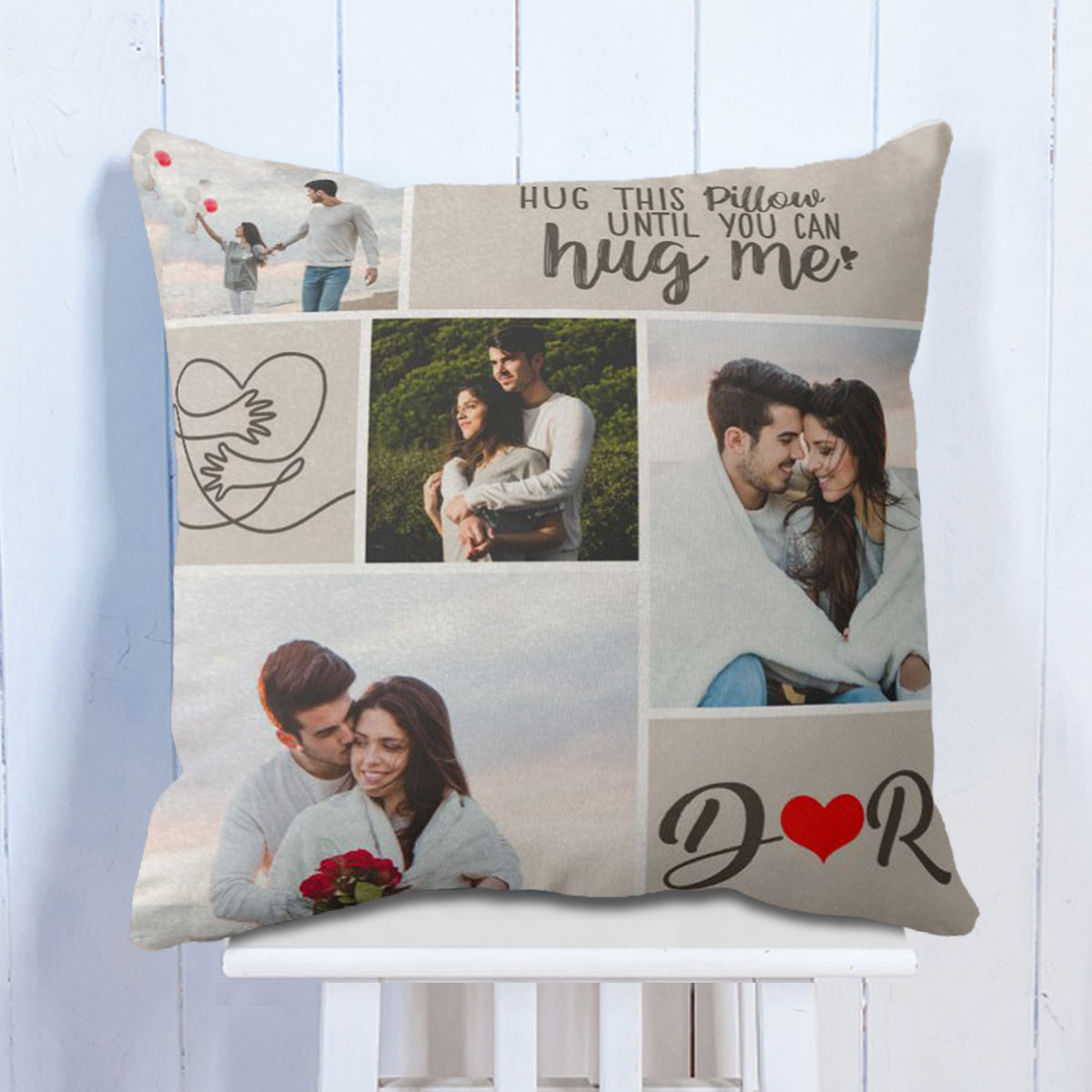 Personalized Hug This Pillow Until You Can Hug Me Cushion For Couple