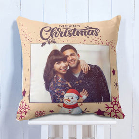 Personalized Merry Christmas Photo Cushion for Couple