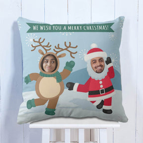 Customized Merry Christmas Wishes Photo Cushion