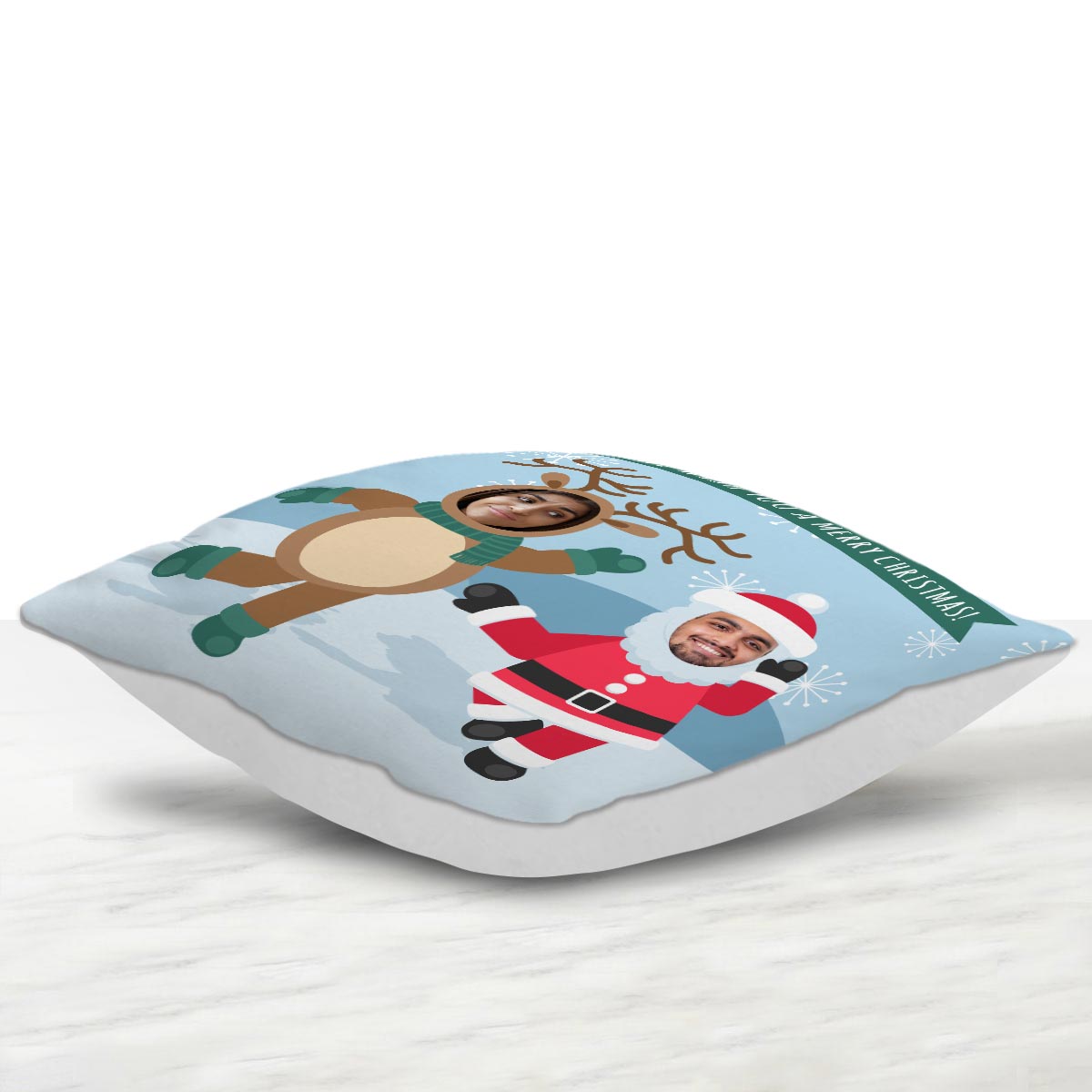 Customized Merry Christmas Wishes Photo Cushion