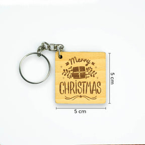 Engraved Wooden Merry Christmas Keychain