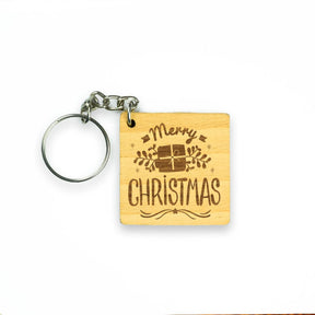 Engraved Wooden Merry Christmas Keychain