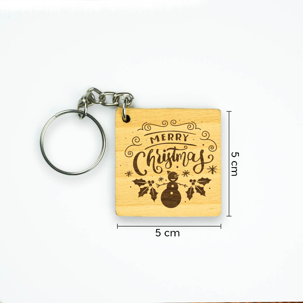 Engraved Wooden Merry X-Mas Keychain