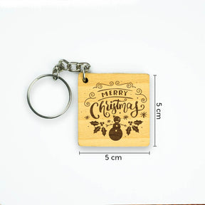 Engraved Wooden Merry X-Mas Keychain