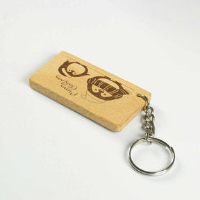 Engraved Wooden Merry Christmas Penguin Keychain