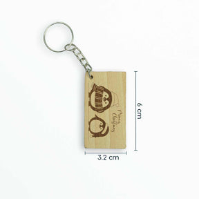 Engraved Wooden Merry Christmas Penguin Keychain