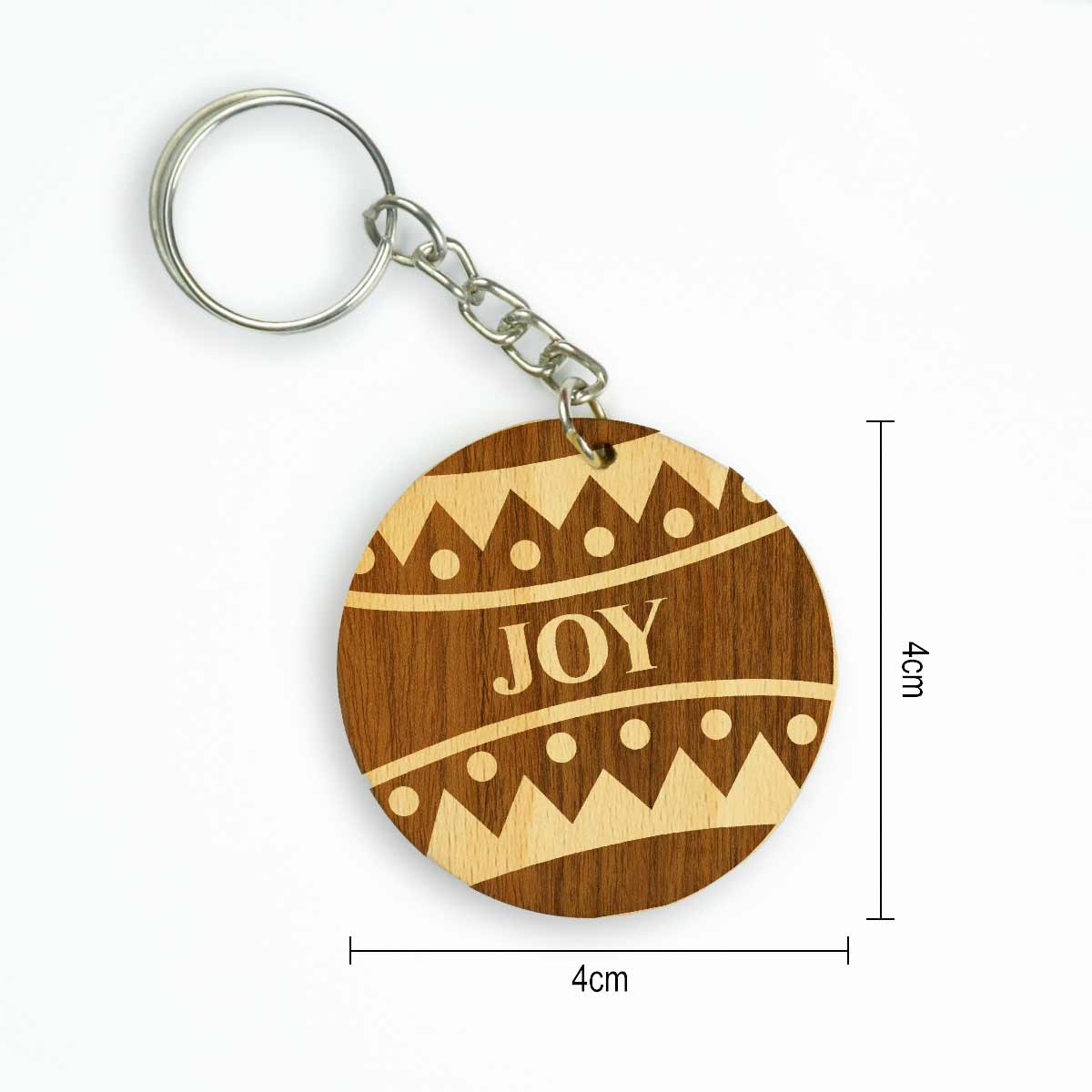 Engraved Joy Wooden Keychain