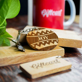 Engraved Joy Wooden Keychain