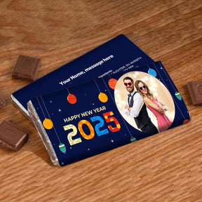 Personalized Happy New Year 2025 Photo Chocobar For Friends, Bf, Gf, Bff