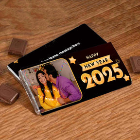 Customized Happy New Year 2025 Photo Chocobar For Friends, Bf, Gf, Bff