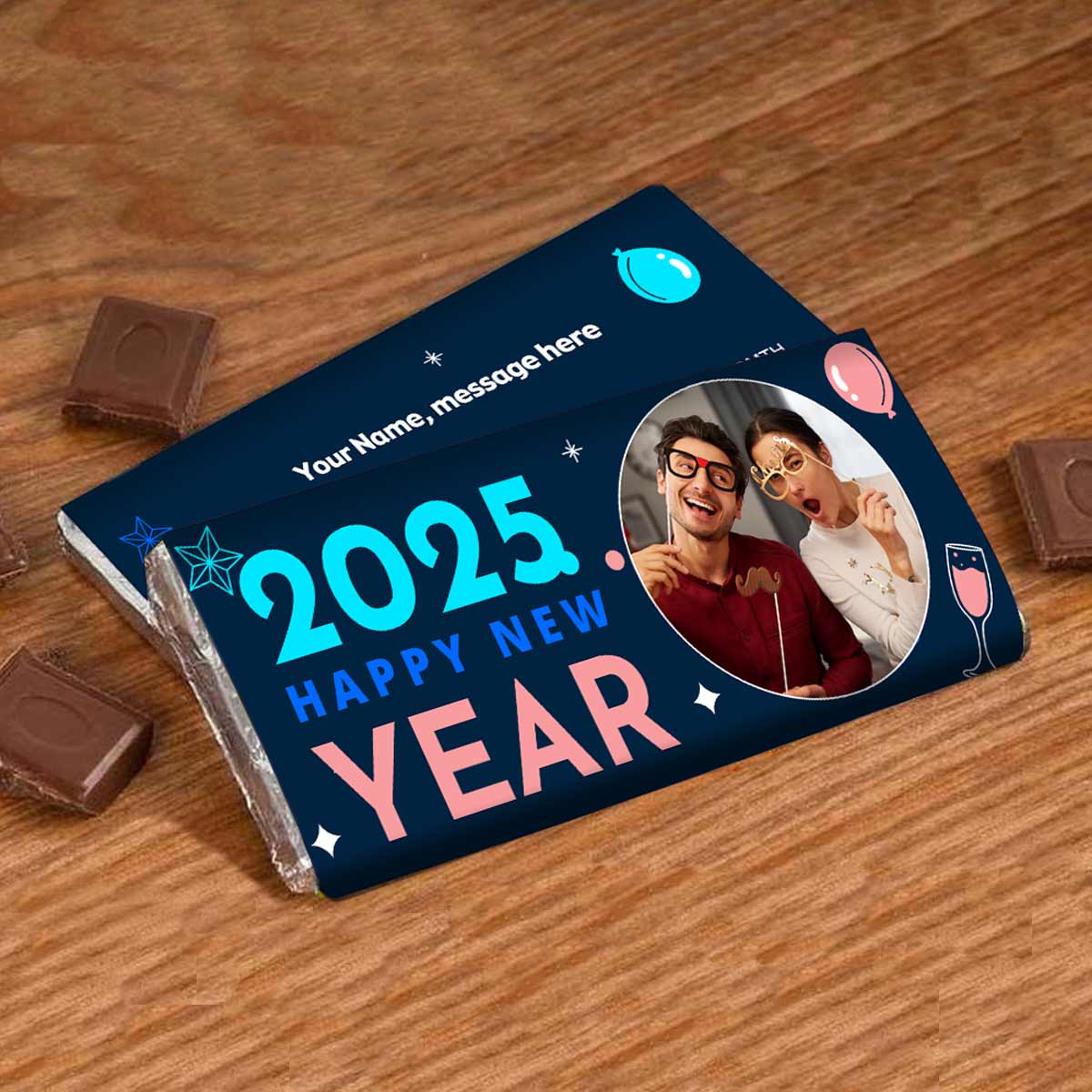 Customized Happy New Year Photo Chocobar For Friends, Bf, Gf, Bff