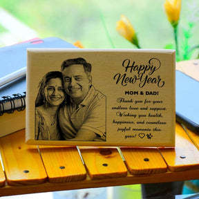 Personalized New Year Wooden  Engraved Photo Frame for Mom & Dad