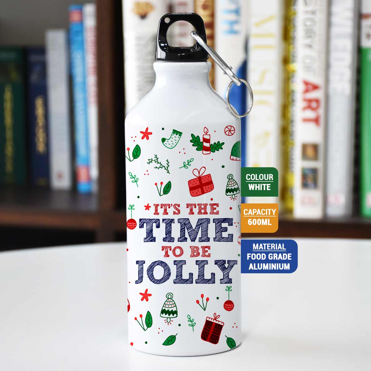 It's The Time To Be Jolly Printed Sipper Bottle for Merry Christmas